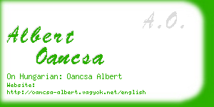 albert oancsa business card